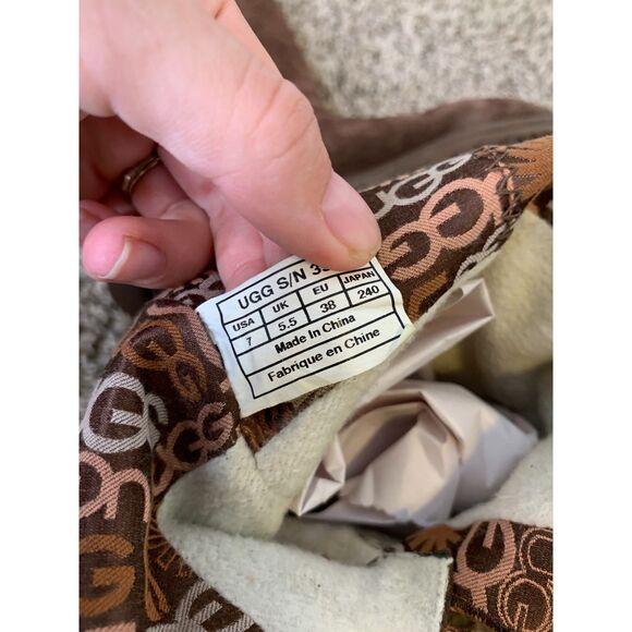 Ugg Australia Lo Pro Button Fold Over Boots Womens Sz 7 Vegan Leather Brown - Picture 8 of 10